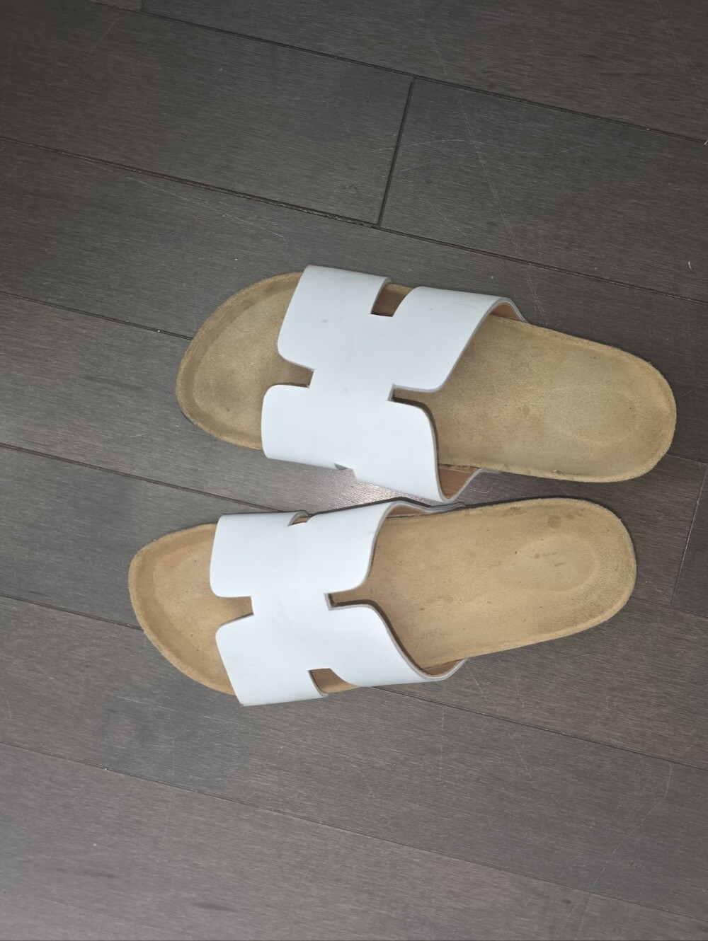 White Slide Sandals with Cutout Strap